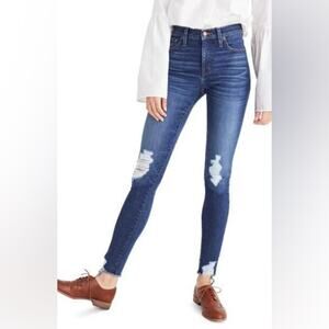 Madewell 9" High Rise Skinny Jeans with Stretch - Distressing Dark Wash Size 24